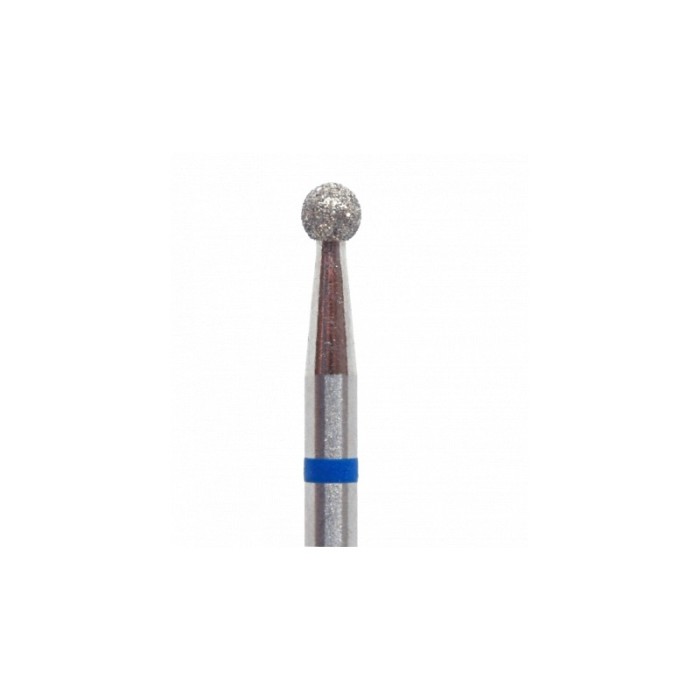 Fresa diamantata sfera Ø2,7 mm anello blu (grana media) per manicure professionale e trattamento cuticole.