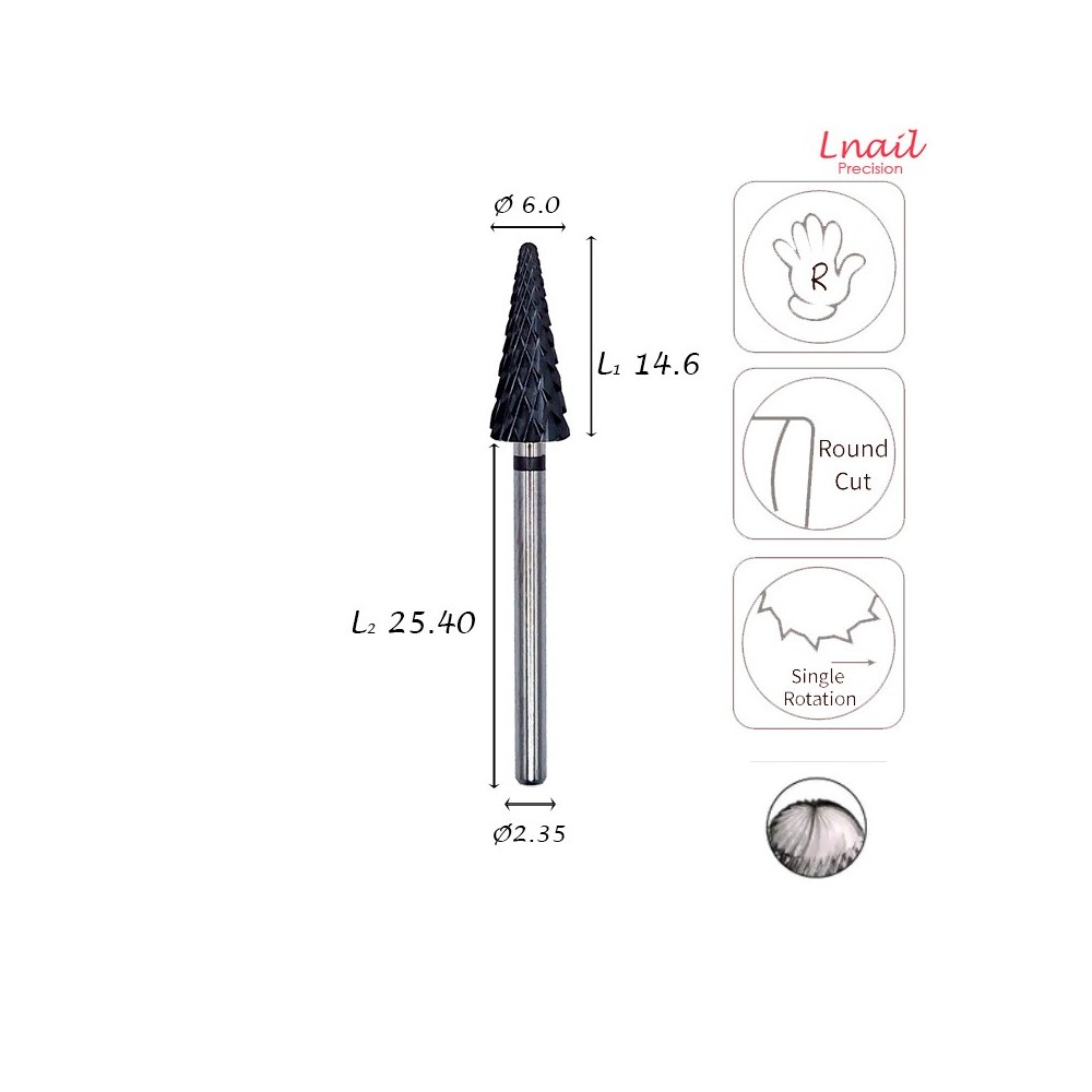 Fresa Carburo 6,0mm Extra Grossa Taglio Incrociato DLC AL 14,6mm