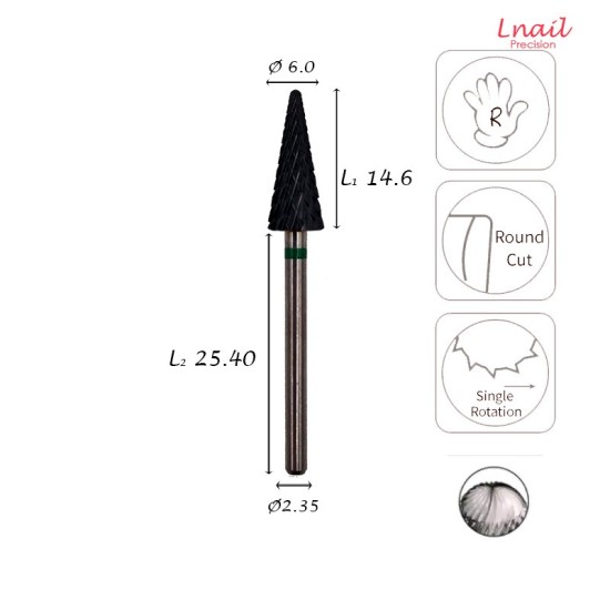 Fresa Carburo 6,0mm Grossa Taglio Incrociato DLC AL 14,6mm