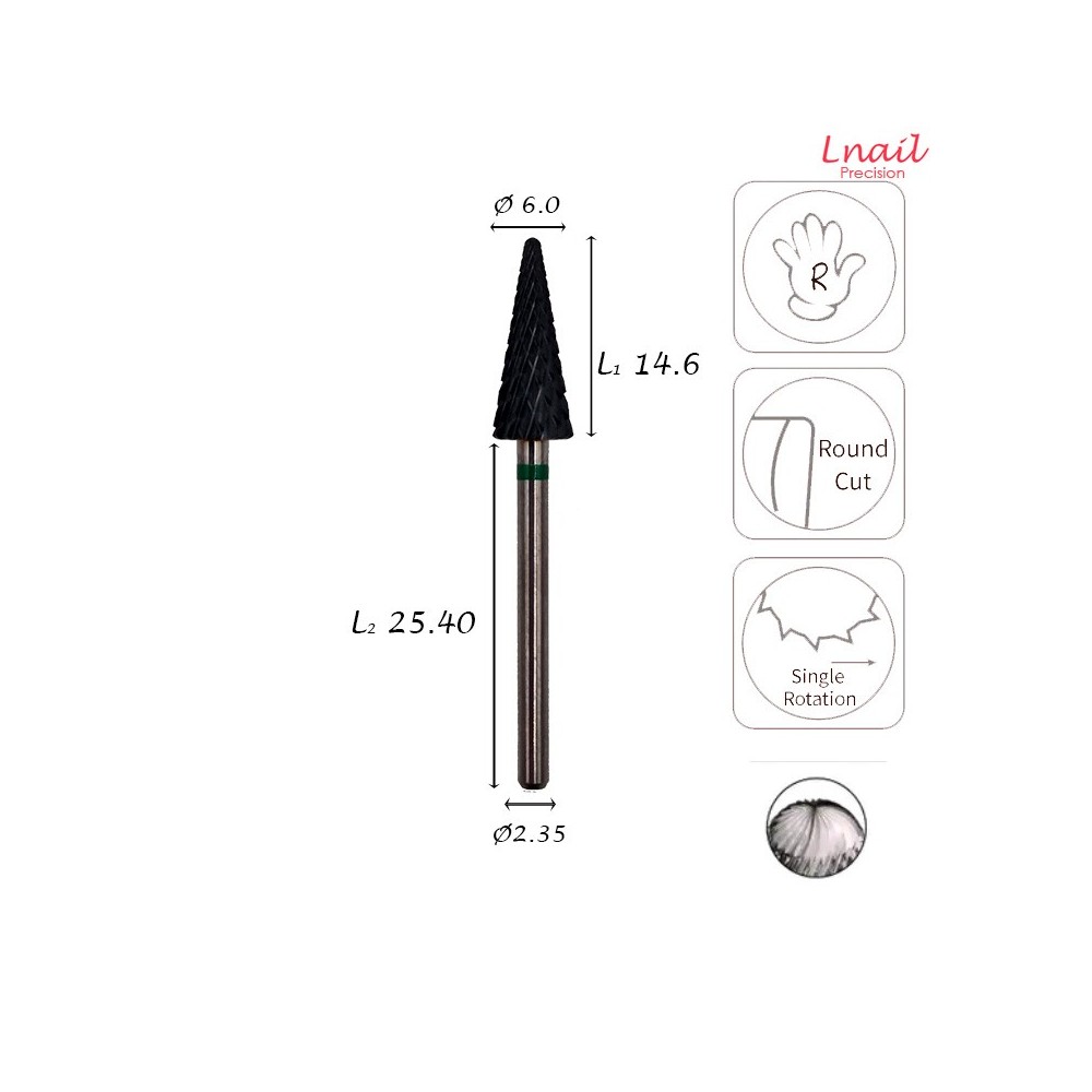 Fresa Carburo 6,0mm Gruesa Corte Cruzado DLC AL 14,6mm