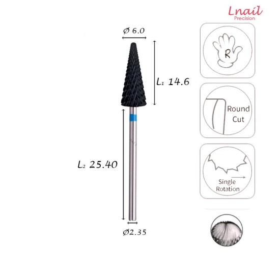Fresa Carburo 6,0mm Media Corte Cruzado DLC AL 14,6mm