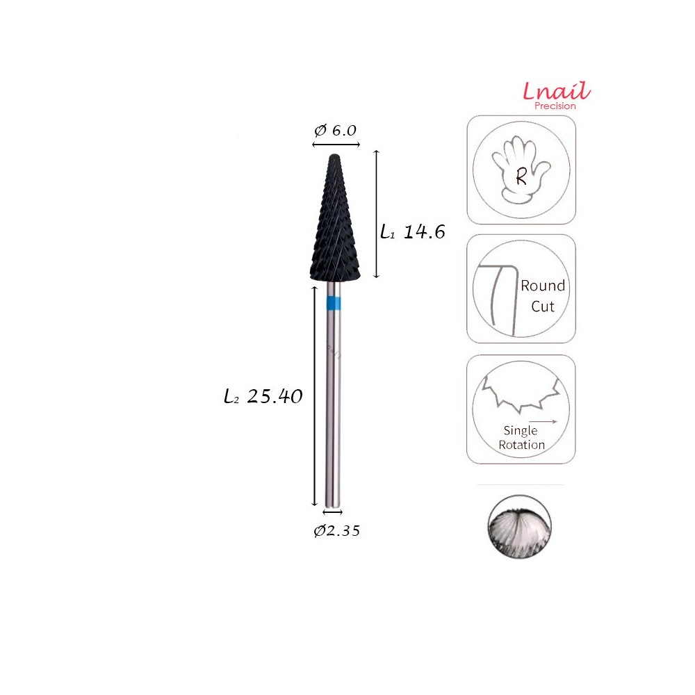 Fresa Carburo 6,0mm Media Corte Cruzado DLC AL 14,6mm