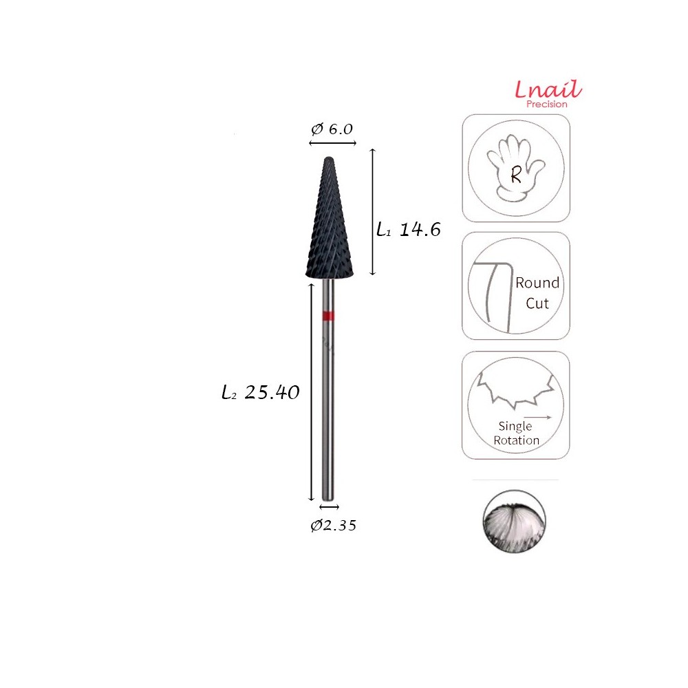 Fresa Carburo 6,0mm Fine Taglio Incrociato DLC AL 14,6mm