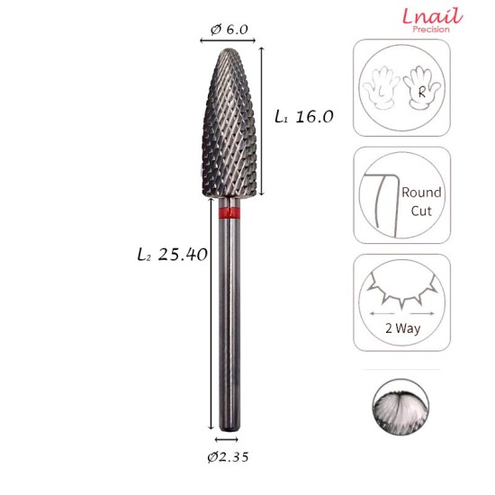 Fresa Llama 6,0mm Fina Corte Cruzado AL 16,0mm L/R