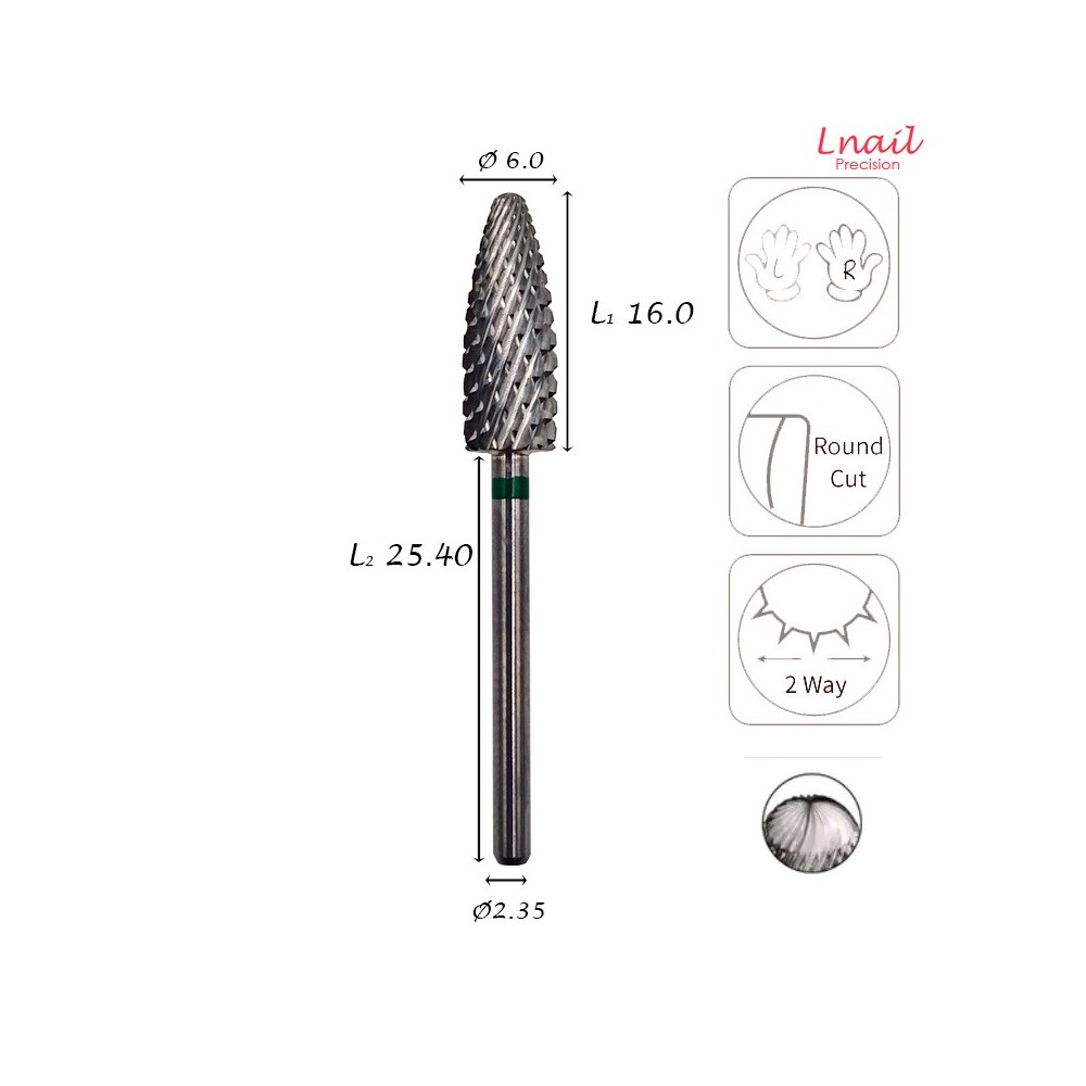 Fresa Llama 6,0mm Gruesa Corte Cruzado AL 16,0mm L/R