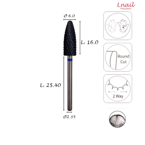 Fresa Llama 6,0mm Gruesa Corte Cruzado DLC AL 16,0mm L/R