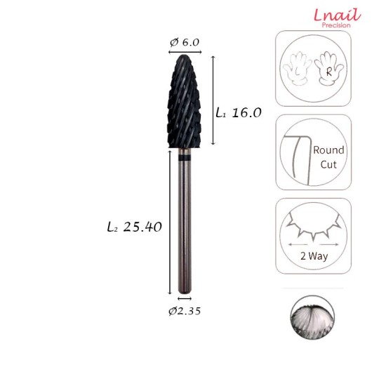 Fresa Fiamma 6,0mm Extra Grossa Taglio Incrociato DLC AL 16,0mm L/R