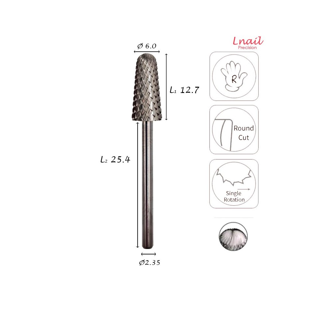Fresa Safety Cono 6,0mm Gruesa Corte Cruzado LT 12,7mm