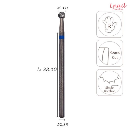 Carbide Ball Bit 3.0mm Medium Cross Cut WL 3.0mm