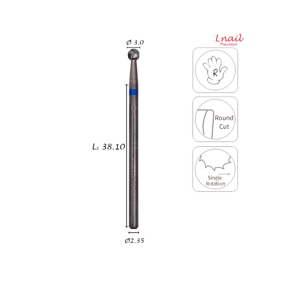 Fresa Bola 3,0mm Media Corte Cruzado LT 3,0mm