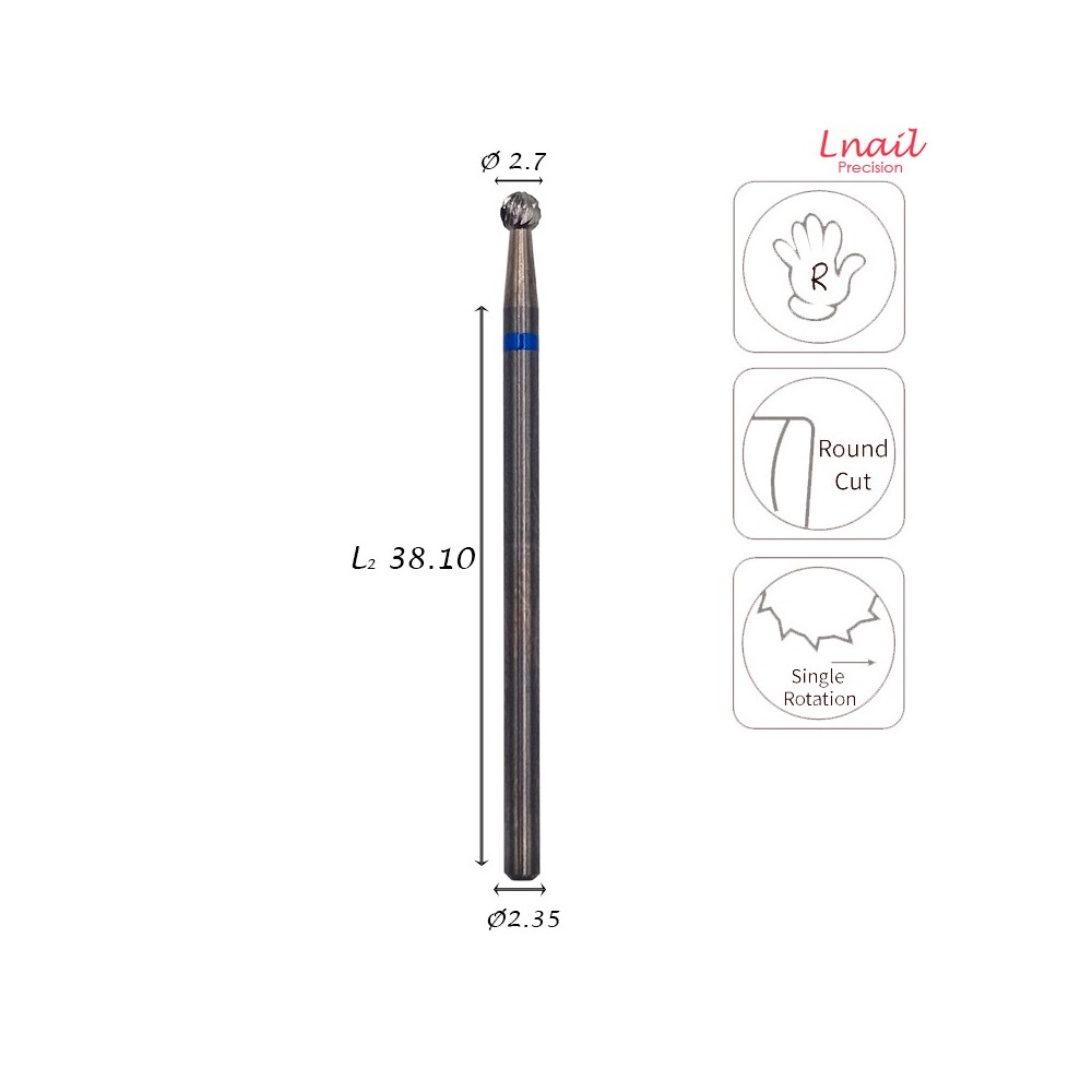 Carbide Ball Bit 2.7mm Medium Cross Cut WL 2.7mm