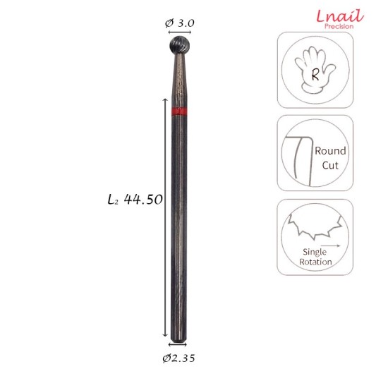 Fresa Sfera 3,0mm Fine Taglio Incrociato LL 3,0mm