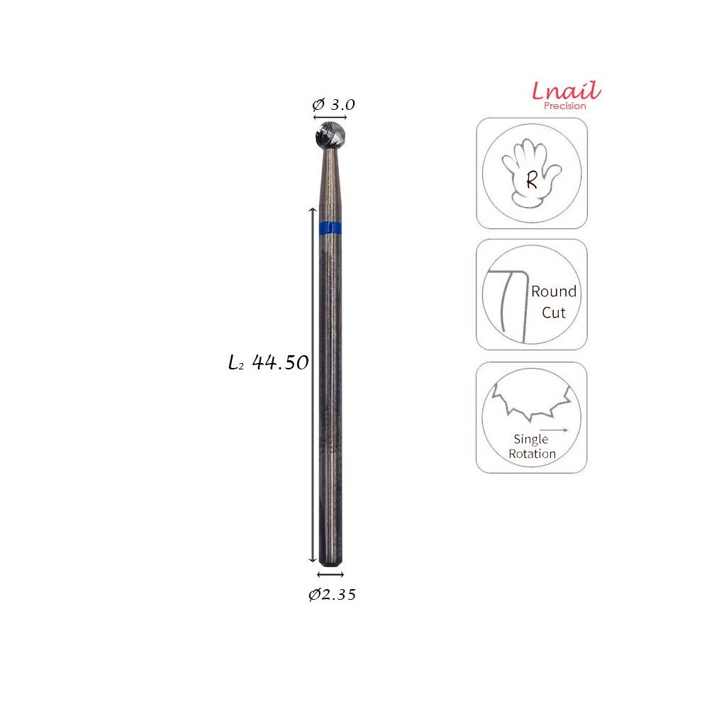 Fresa Bola 3,0mm Media Corte Cruzado LT 3,0mm