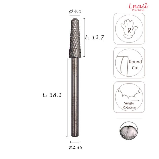 Fresa Cono 4,0mm Extra Grossa Taglio Incrociato LL 12,7mm