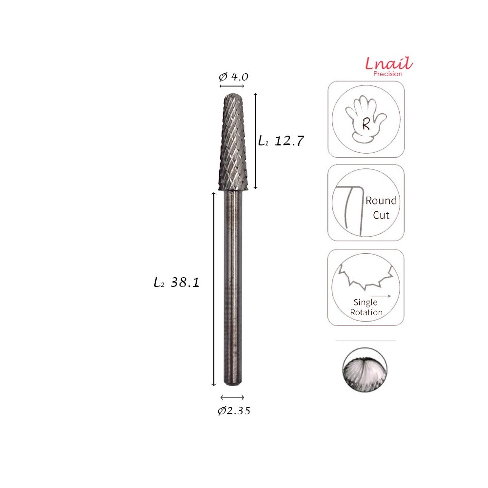 Carbide Cone Bit 4.0mm Extra Coarse Cross Cut WL 12.7mm