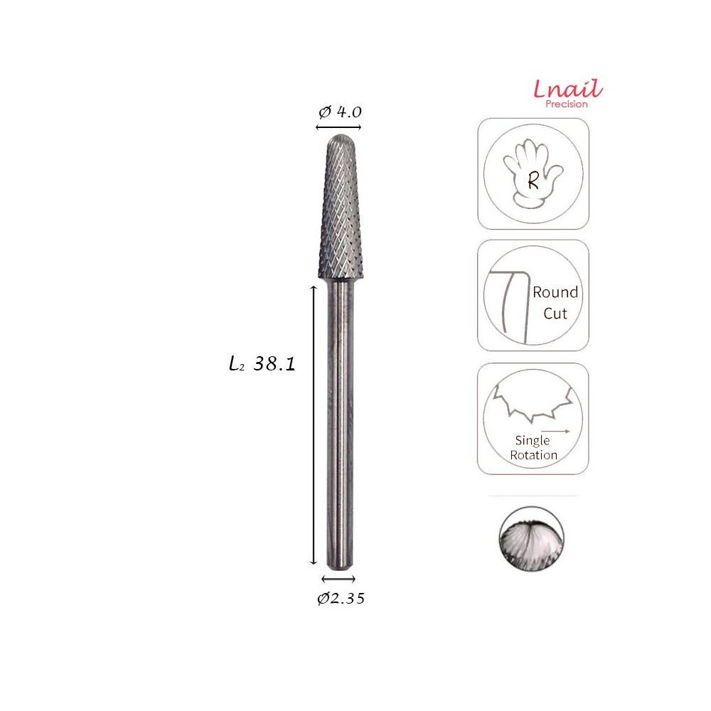 Fresa Cono 4,0mm Fina Corte Cruzado LT 12,7mm