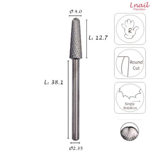 Hartmetall Konus 4,0 mm Mittel Kreuzverzahnung AL 12,7 mm