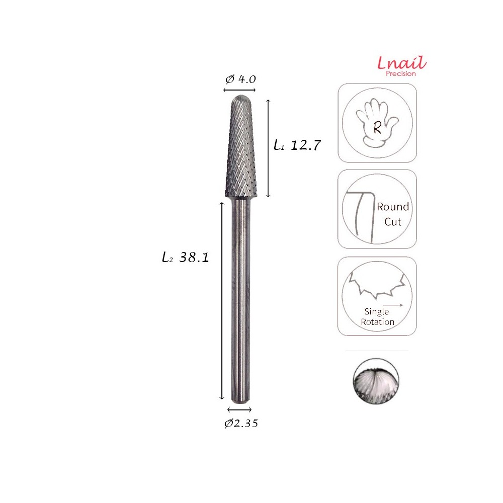 Hartmetall Konus 4,0 mm Mittel Kreuzverzahnung AL 12,7 mm