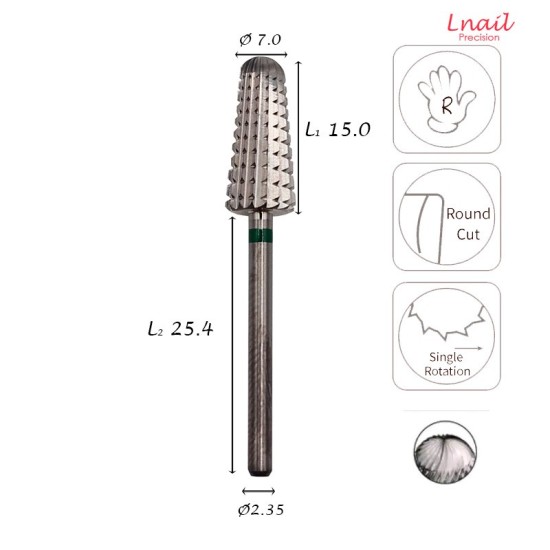Fresa Volcano 7,0mm Grossa Taglio Longitudinale LL 15,0mm