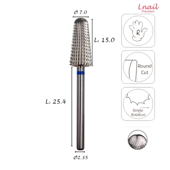 Fresa Volcano 7,0mm Media Corte Longitudinal LT 15,0mm