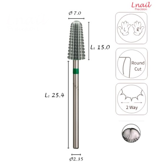Carbide Volcano Bit 7.0mm Coarse Long Cut WL 15.0mm L/R