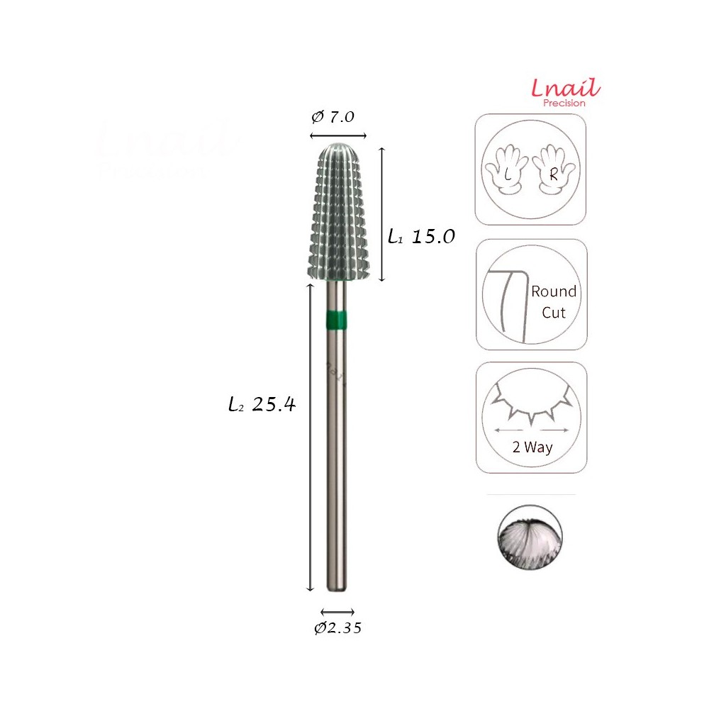Fresa Volcano 7,0mm Gruesa Corte Longitudinal LT 15,0mm L/R