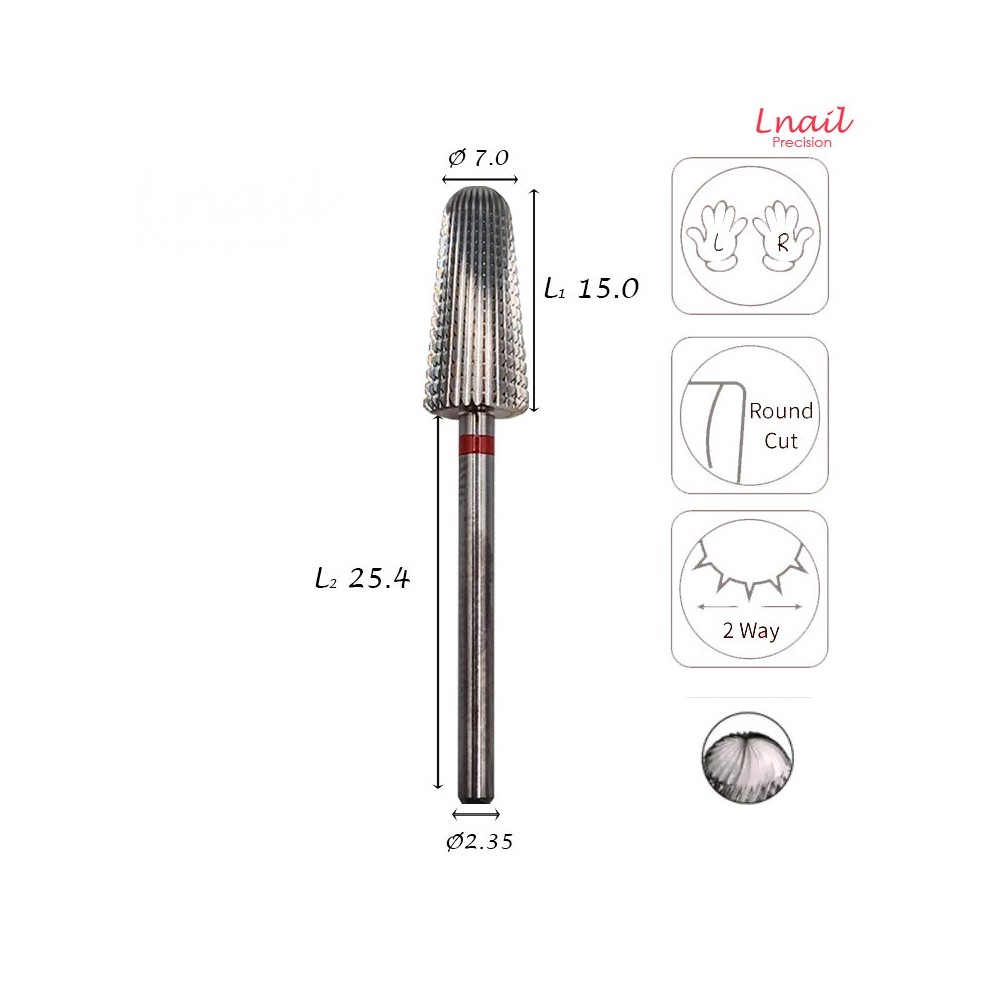 Fresa Volcano 7,0mm Fine Taglio Longitudinale LL 15,0mm L/R