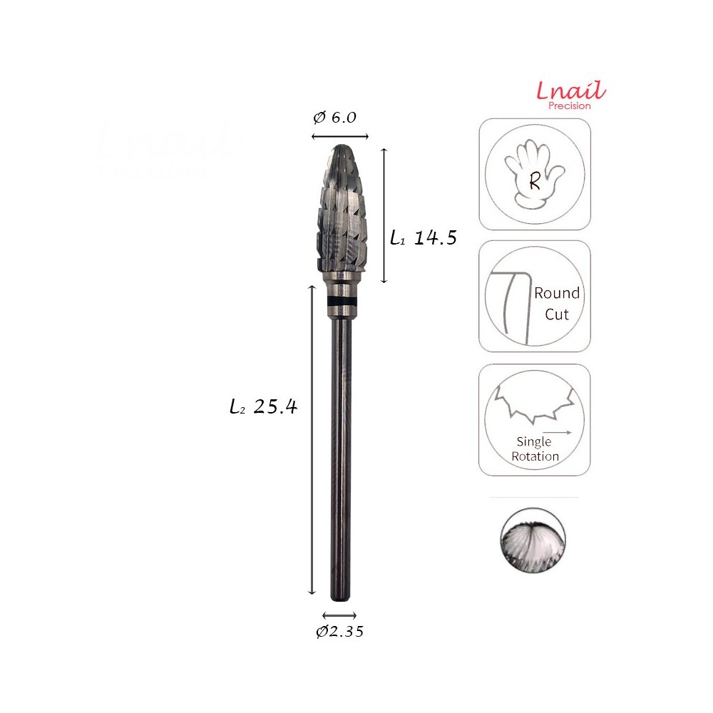 Fresa Mais 6,0mm Extra Grossa Taglio Longitudinale LL 14,5mm