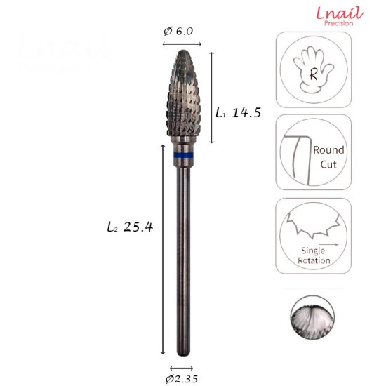 Fresa Mais 6,0mm Media Taglio Longitudinale LL 14,5mm