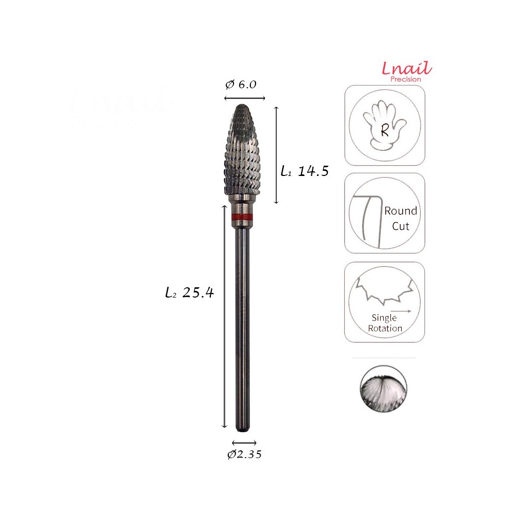 Carbide Corn Bit 6.0mm Fine Long Cut WL 14.5mm