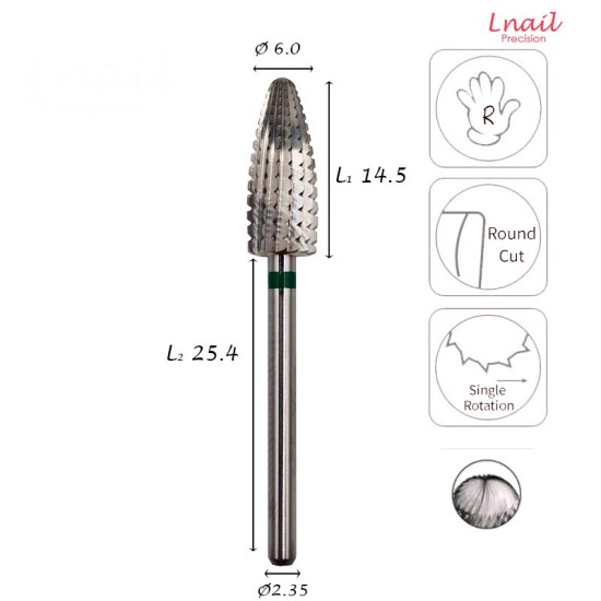 Fresa Typhoon 6,0mm Grossa Taglio Longitudinale LL 14,5mm