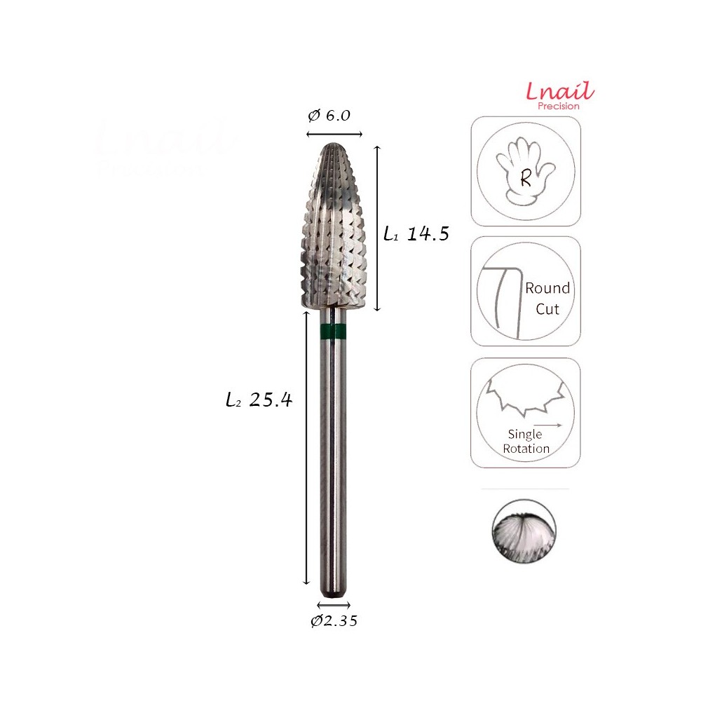 Hartmetall Typhoon 6,0 mm Grob Längsverzahnung AL 14,5 mm