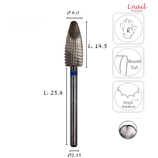 Hartmetall Typhoon 6,0 mm Mittel Längsverzahnung AL 14,5 mm