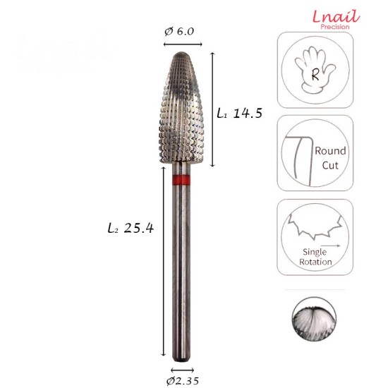 Fresa Typhoon 6,0mm Fine Taglio Longitudinale LL 14,5mm