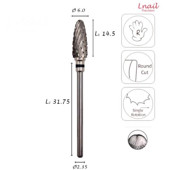 Hartmetall Mais 6,0 mm Extra Grob Kreuzverzahnung AL 14,5 mm