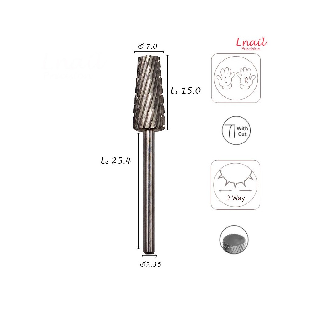 Hartmetall Konus 7,0 mm Extra Grob Kreuzverzahnung AL 15,0 mm L/R