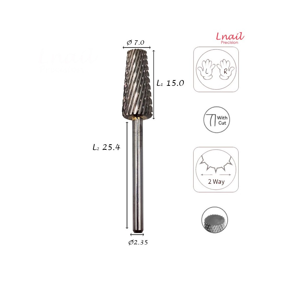 Fresa Cono 7,0mm Grossa Taglio Incrociato LL 15,0mm L/R