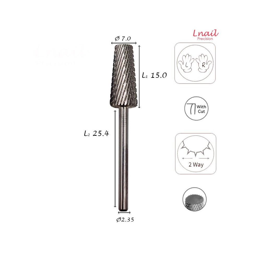 Фреза Конус 7,0мм Средняя крестовая РЧ 15,0мм L/R