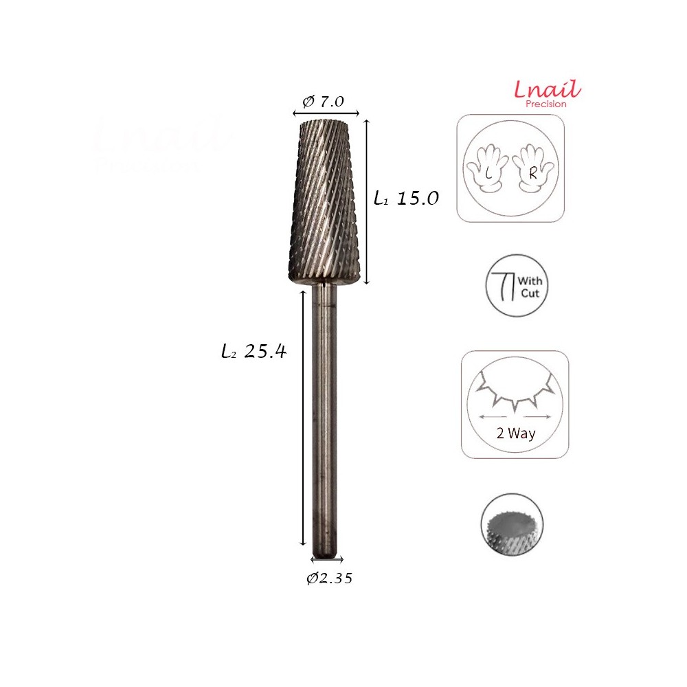 Fresa Cono 7,0mm Fine Taglio Incrociato LL 15,0mm L/R