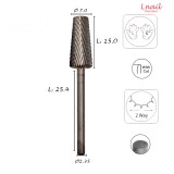 Fresa Cono 7,0mm Fina Corte Cruzado LT 15,0mm L/R