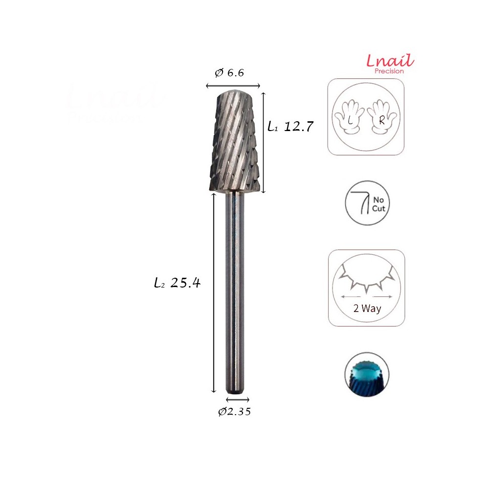 Hartmetall Konus 6,6 mm Extra Grob Kreuzverzahnung AL 12,7 mm L/R