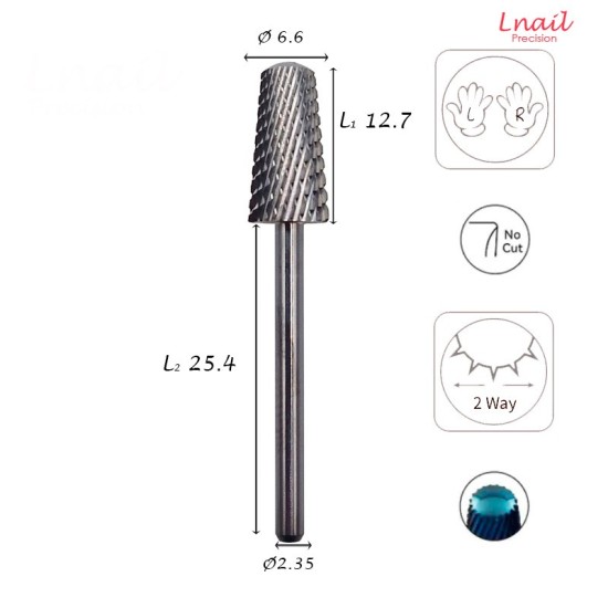 Fresa Cono 6,6mm Media Corte Cruzado LT 12,7mm L/R