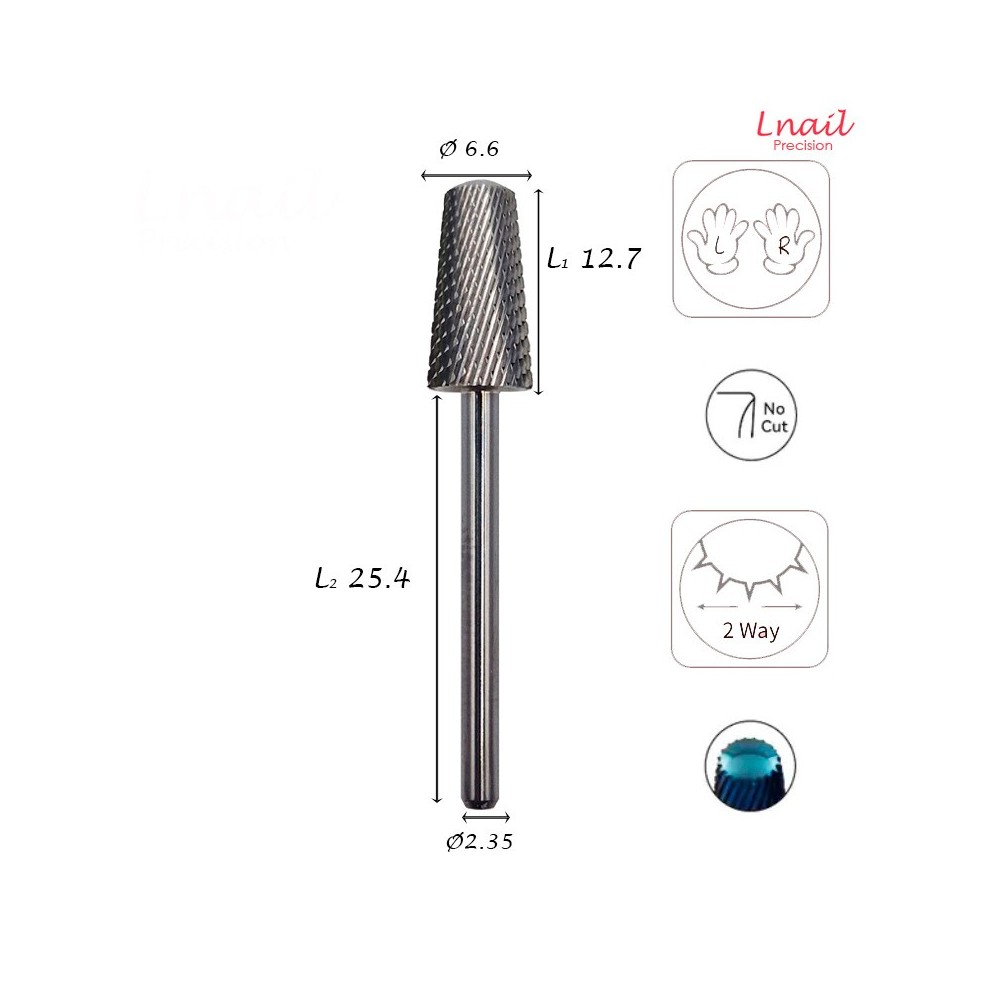 Hartmetall Konus 6,6 mm Fein Kreuzverzahnung AL 12,7 mm L/R