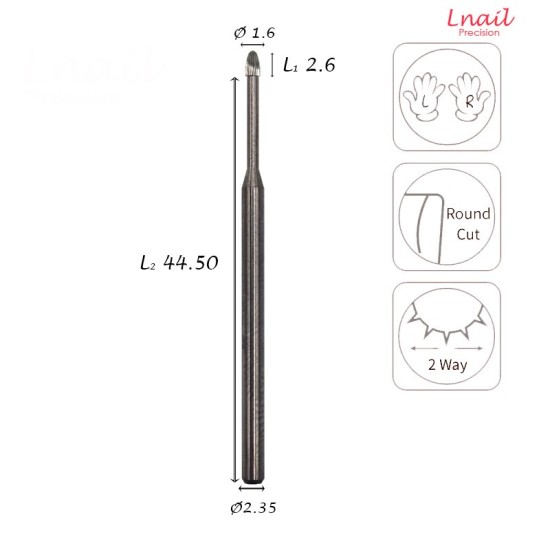 Fresa Mais 1,6mm Grossa Taglio Longitudinale LL 2,6mm L/R