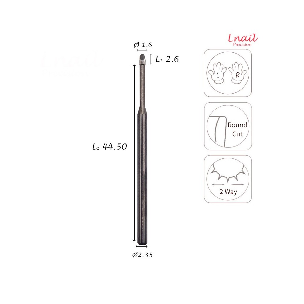 Fresa Maíz 1,6mm Fina Corte Longitudinal LT 2,6mm L/R