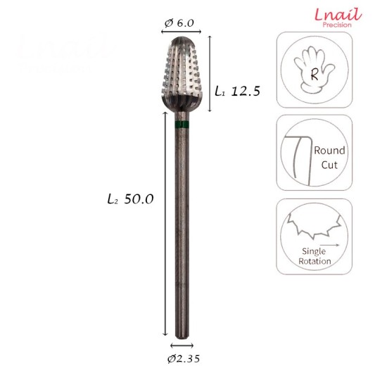 Hartmetall Strawberry 6,0 mm Grob Längsverzahnung AL 12,5 mm