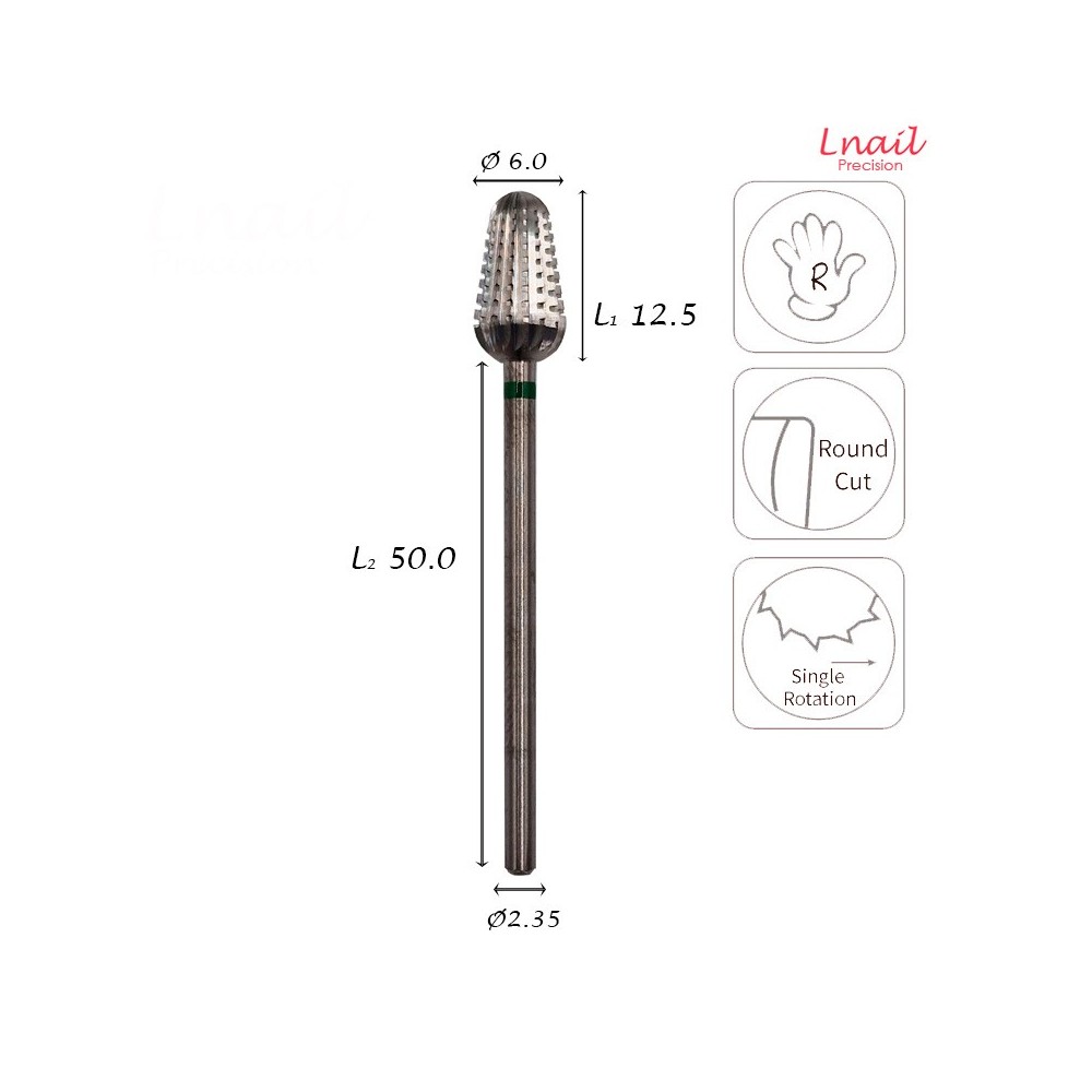 Hartmetall Strawberry 6,0 mm Grob Längsverzahnung AL 12,5 mm
