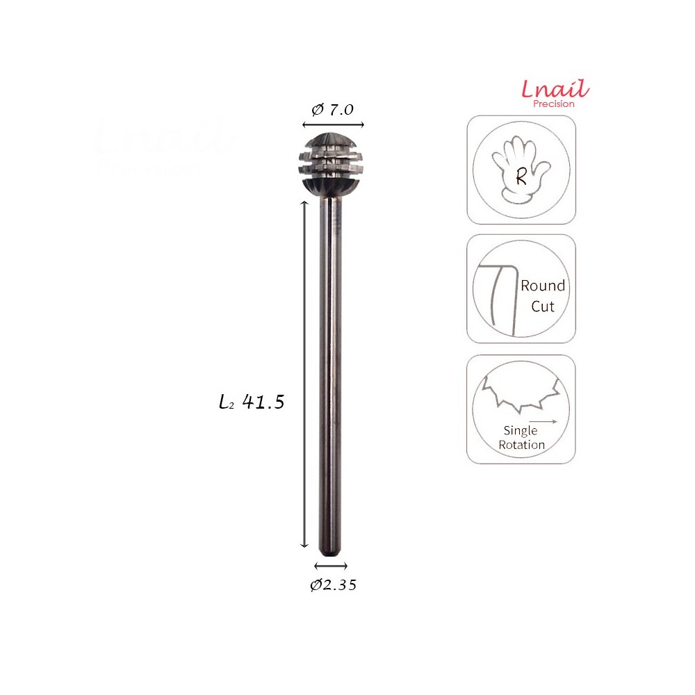 Fresa Sfera 7,0mm Taglio Incrociato LL 7,0mm