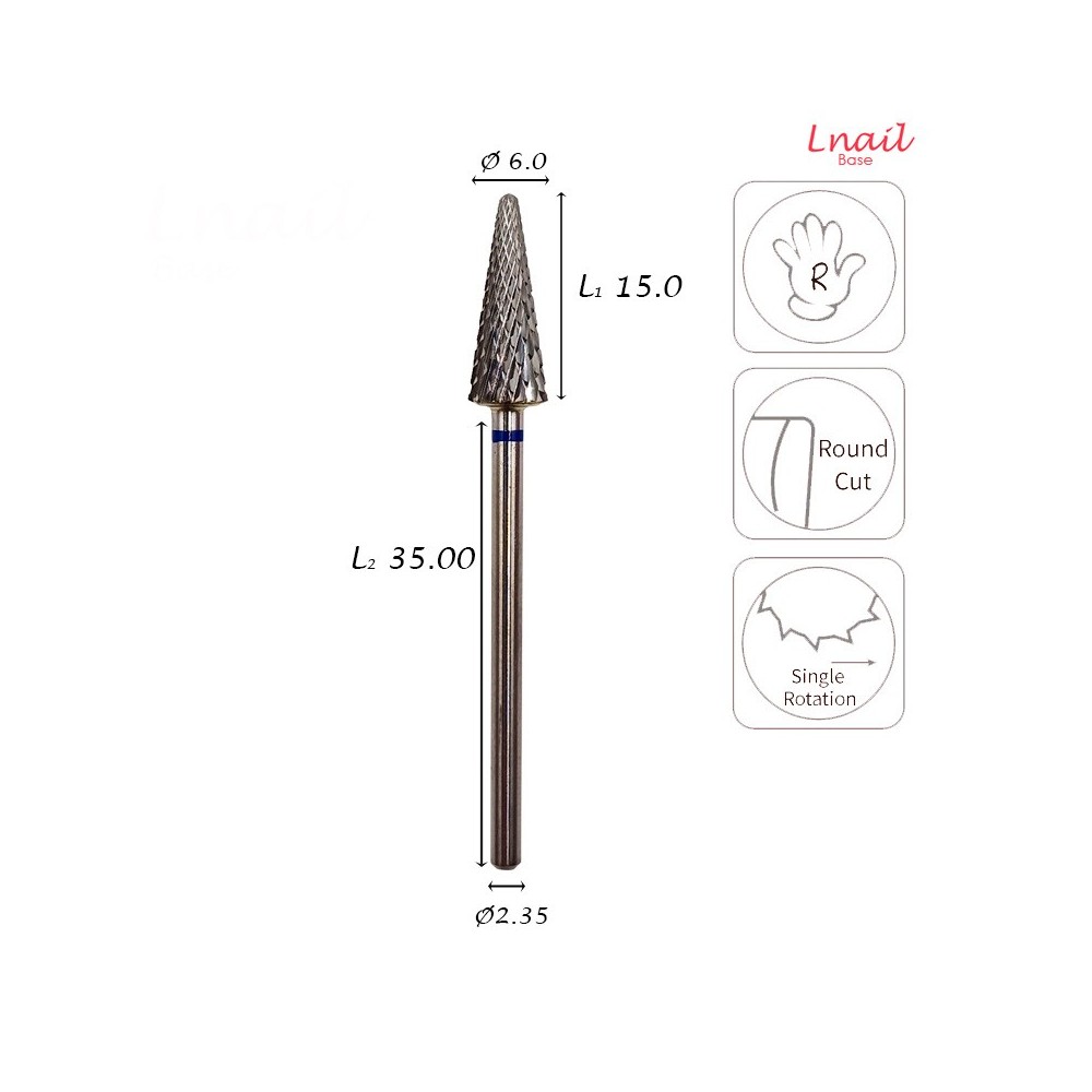 Hartmetall Konus 6,0 mm Mittel Kreuzverzahnung AL 15,0 mm