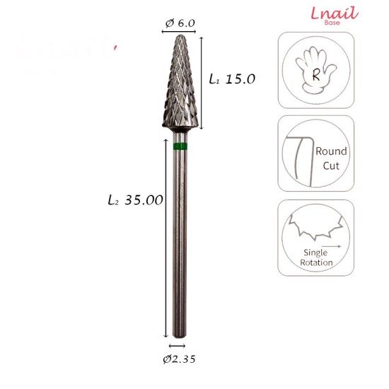 Hartmetall Konus 6,0 mm Grob Kreuzverzahnung AL 15,0 mm